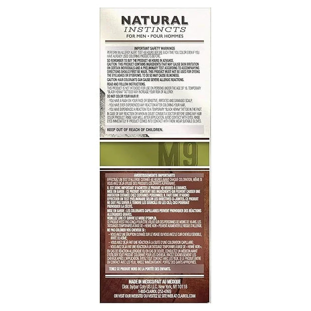 Clairol Natural Instincts Semi-Permanent Hair Dye for Men, M9 Light Brown Hair Color, Pack of 3 - Product Image