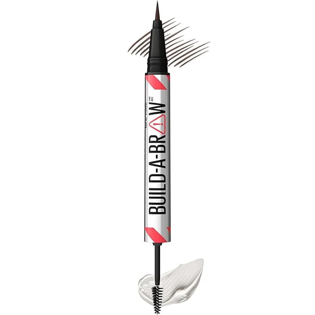 Maybelline Build-A-Brow 2-in-1 Brow Pen and Sealing Eyebrow Gel, Eyebrow Makeup for Real-Looking, Fuller Brows, Deep Brown...