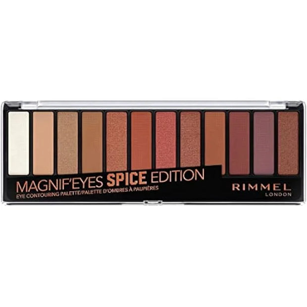 Rimmel London Magnif'Eyes Eyeshadow Palette, 12 Shades, Blendable Formula, Versatile, 005, Spice, 0.5oz - Product Image