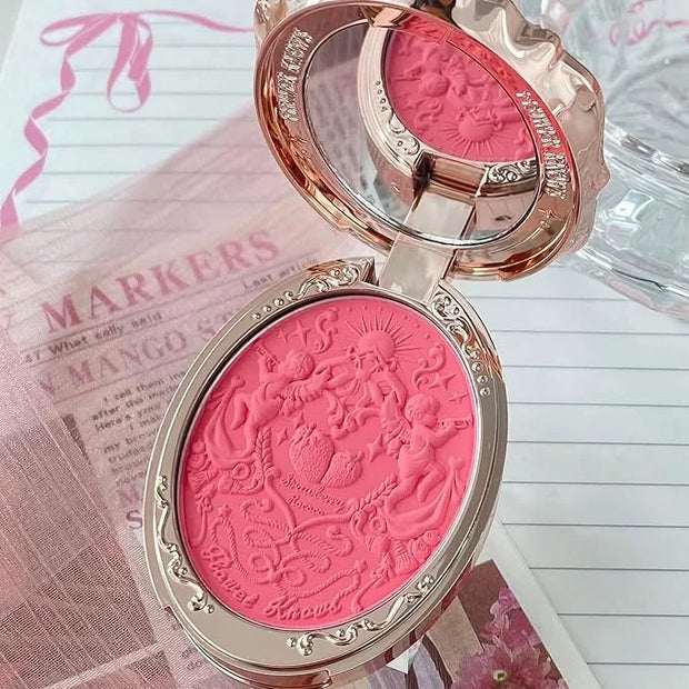 Flower Knows Strawberry Rococo Embossed Blush;Pink Matte Finish;Buildable & Blendable Powder Blush for cheeks,Natural Flus...