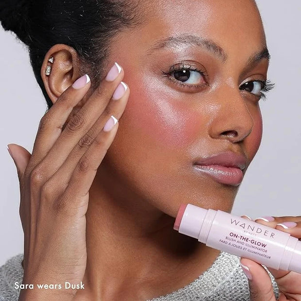 Wander Beauty On-the-Glow Blush and Illuminator - Dusk/Nude Glow - 7-in-1 Hydrating Cream Blush & Highlighting Stick - Sti...