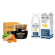 Turmeric + Vitamin C Eye Cream & Peptide Eye Gel – Hydrating & Soothing Formula for Under Eye Care, Puffiness & Fine Lines...