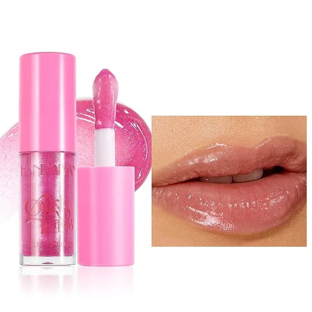Beauty Glazed Big Brush Head Lip Oil, Ultra-Hydrating & Nourishing, Smooth Glossy Finish Lip Glow Oil, Shiny and Vegan Tin...