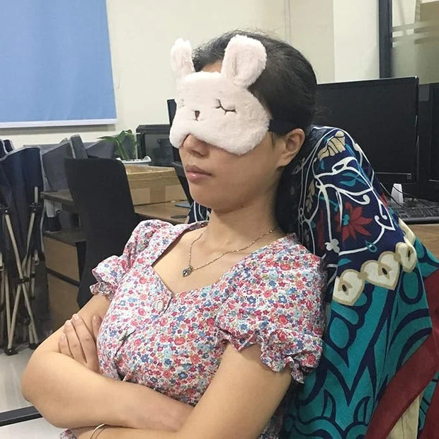 Honbay Plush Rabbit Sleeping Eye Mask Cute Cartoon Animal Eye Mask for Children (Beige) - Product Image