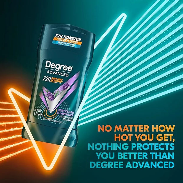 Degree Men Antiperspirant Deodorant Stick Deep Cedar & Lavender 4 Count 72-Hour Sweat and Odor Protection Deodorant for Me...