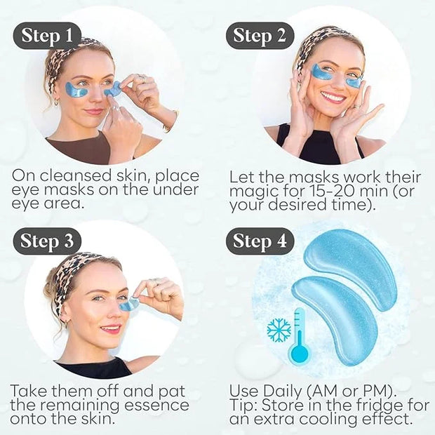 Hyaluronic Acid Under Eye Patches(30 Pairs) Under Eye Patches for Dark Circles, Under Eye Patches for Puffy Eyes and Dark ...