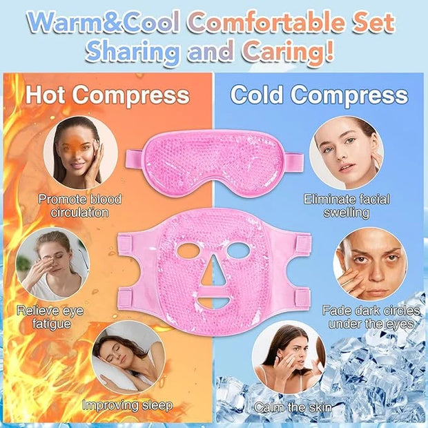 XPCARE Colding Ice Face Mask and Cooling Eye Mask for Puffy Eyes & Migraine Relief Gel Eye Mask Cool Face Ice Masks for Da...