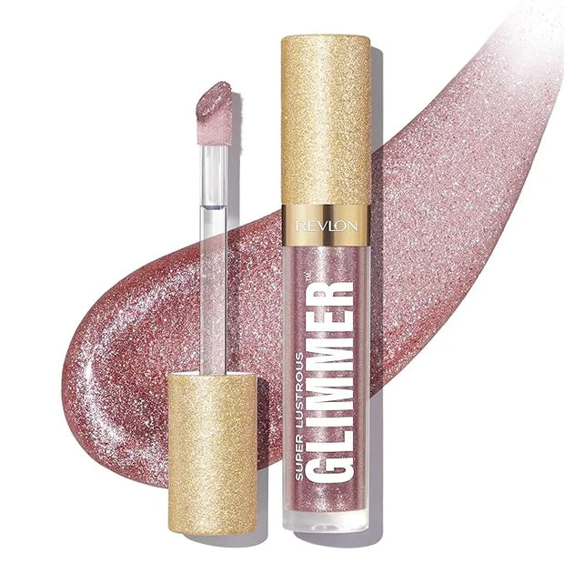 REVLON Super Lustrous Glimmer Gloss, Non-Sticky Lip Gloss, High-Shine Finish, Plant-Based Glitter, 003 Lavender Lust, 0.13...