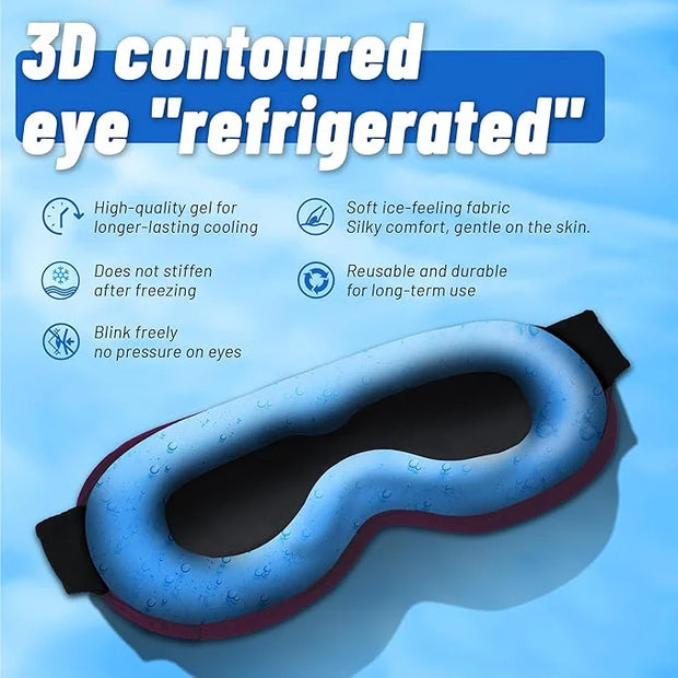 Cooling Gel 3D Sleep Eye Mask-Weighted Blackout Sleep Mask & Cold Compress for Dark Circles, Dry Eyes, and Puffiness - Com...