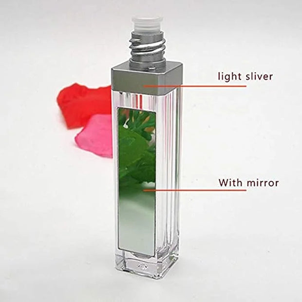 10 Pcs 7.5ml Plastic Square Clear Lip Gloss Tubes Vials with Mirror LED Light Lip Glaze Tube Bottles Refillable Makeup Lip...