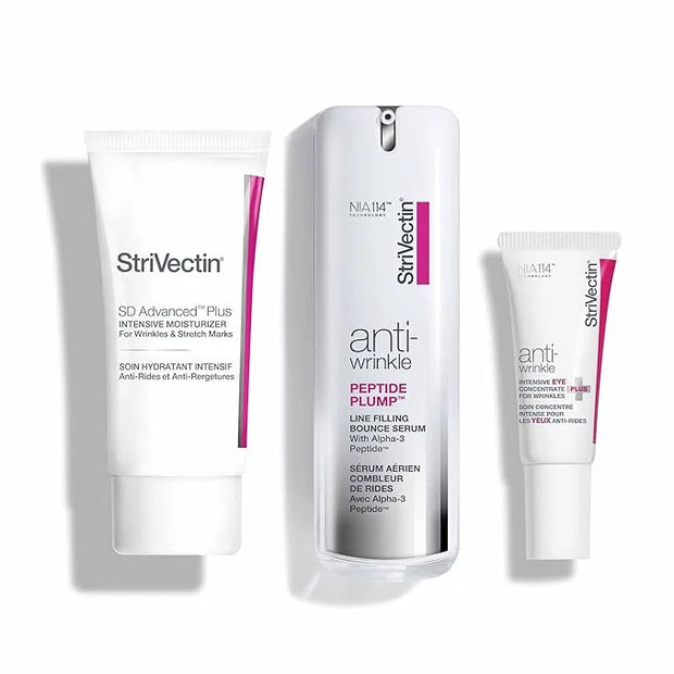 StriVectin Anti Wrinkle Trio Kit for Face and Eyes, 3 piece kit with SD Plus Moisturizer, Peptide Plump Line Face Serum, a...