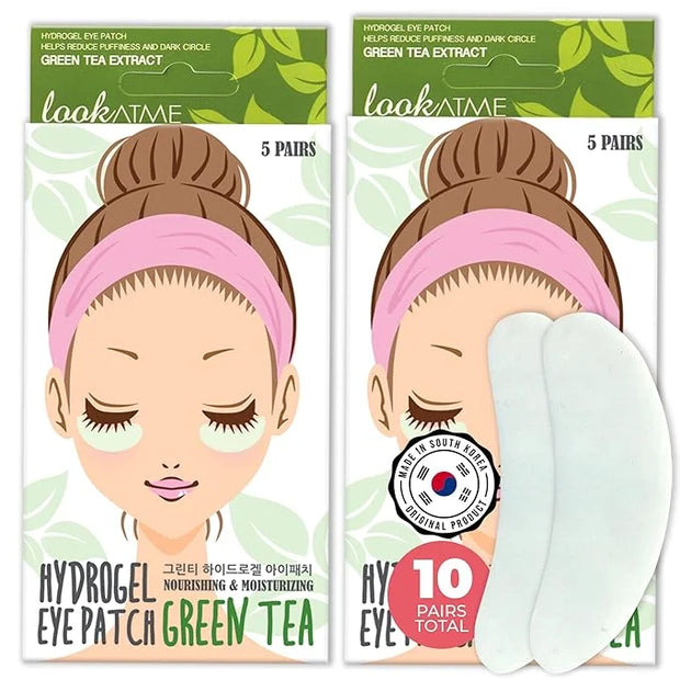 Look At Me Under Eye Patches (10 Pairs). Korean Skin Care Green Tea Hydrogel Eye Patch/Eye Pads. Dark Circle Remover and C...