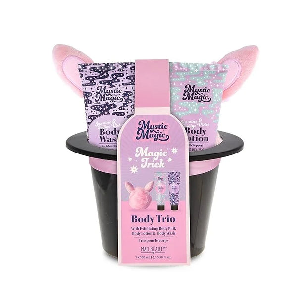MAD BEAUTY Mystic Magic Rabbit in the Hat Body Trio, 3-in-1 Bath Kit: Exfoliating Loofah, Body Lotion, & Body Wash, Gorgeo...