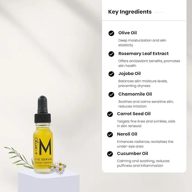 Organic Eye Oil Serum, Under Eye Brightener, Under Eye Serum for Eye Bags, Puffy Eyes Treatment, Dark Circles Under Eye Tr...