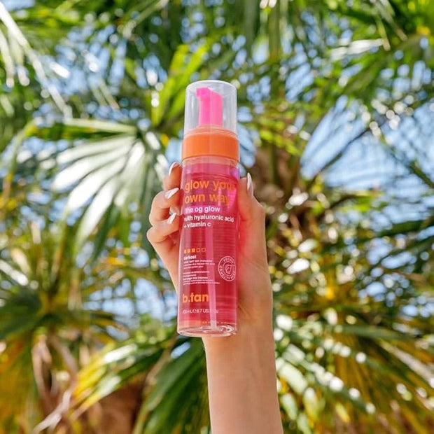 b.tan Clear Self Tanner Foam | Glow Your Own Way - Rinse Free, Best 1 Hour Express Sunless Tanning Water Mousse, Dark, No ...