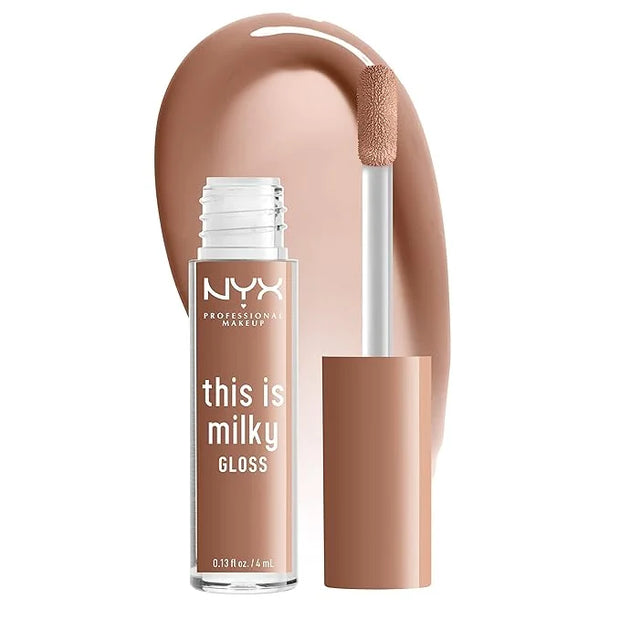 NYX PROFESSIONAL MAKEUP This Is Milky Gloss, Vegan Lip Gloss, 12 Hour Hydration - Cookies & Milk (Cool Beige Nude) - Produ...