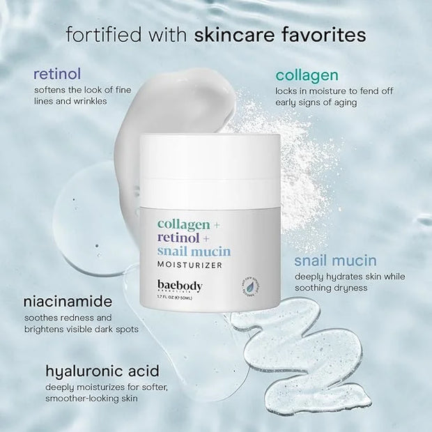 Baebody Collagen Retinol Snail Mucin Face Moisturizer with Hyaluronic Acid, Anti-Aging Face Cream for Fine Lines and Wrink...