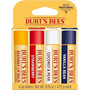 Burt's Bees Lip Balm, Beeswax, Strawberry, Coconut and Pear, and Vanilla Bean Pack, With Responsibly Sourced Beeswax, Tint...