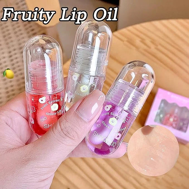 Non-Sticky Tinted Lip Gloss Oil Set,Moisturizing Lip Gloss,4Pcs Plumping Lip Oil,Fruity Lasting Nourishing Shiny Lip Oils ...