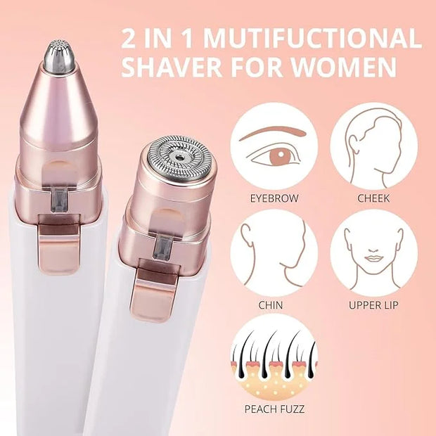 Facial - Eyebrow Hair Remover for Women: Rechargeable 2 in 1 Eyebrow Trimmer and Face Shavers for Women - Painless Electri...