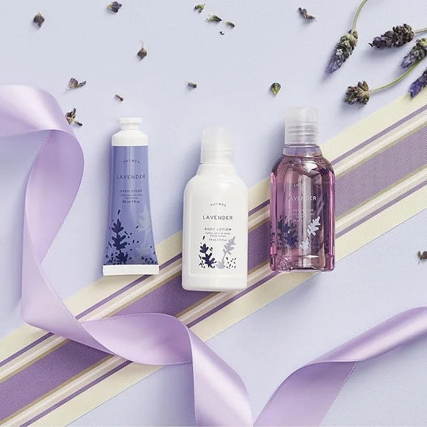Thymes Travel Set and Beauty Bag - Contains Body Wash, Body Lotion & Hand Cream - Lavender - Product Image