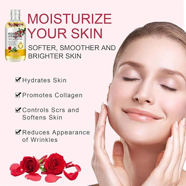 Vitamin E Oil, Rose Oil, Vitamin E Oil for Face, Organic Vitamin E Oil, Rose & Vitamin E Moisturizer Oil for Face and Skin...