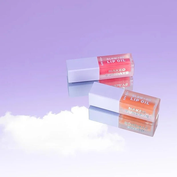 Naked Sundays SPF50 Go & Glow LIP OIL Trio - Hydrating Lightweight Lip Gloss with SPF Protection for Soft & Glossy Lips, N...