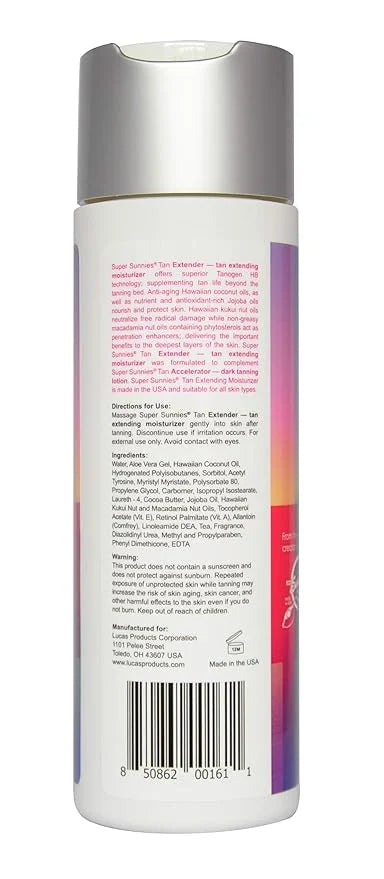 Super Sunnies Tan Extender Moisturizer Lotion with Tanogen HB for Indoor Tanning Beds & Sunless Tanning, Enriched with Alo...