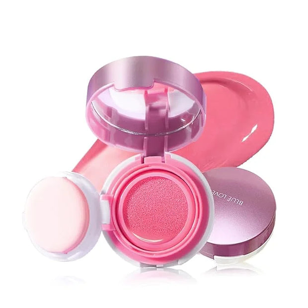BLUE LOVE Cushion Liquid Blush - Silky Cheek Tint with Mirror, Natural Enhancer for a Radiant Finish, Contours & Highlight...