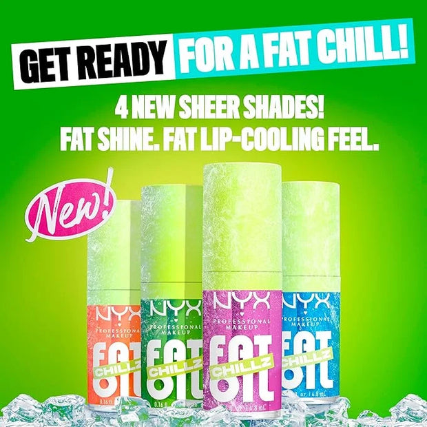 NYX PROFESSIONAL MAKEUP Fat Oil Chillz, Moisturizing, Shiny and Vegan Tinted Lip Gloss - Kiwi Freeze (Sheer Green) - Produ...