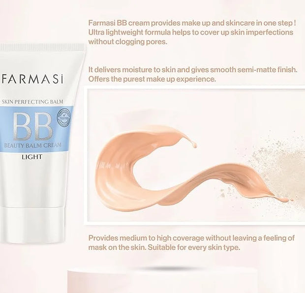 FARMASi Make Up BB Cream Beauty Balm, Full-Coverage Foundation, Concealer, Moisturizer BB Cream for All Skin Types, 1.7 fl...