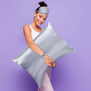 2 Pack Satin Pillowcase with Latent Zipper, Adjustable Satin Eye Mask for Sleeping and Satin Volume Scrunchie for Hair and...