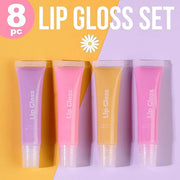 EXPRESSIONS 8pc Lip Gloss Set - Flavored Squeeze Tube Lip Glosses Value Pack, Daisy Lip Gloss in Assorted Fruity Flavors -...