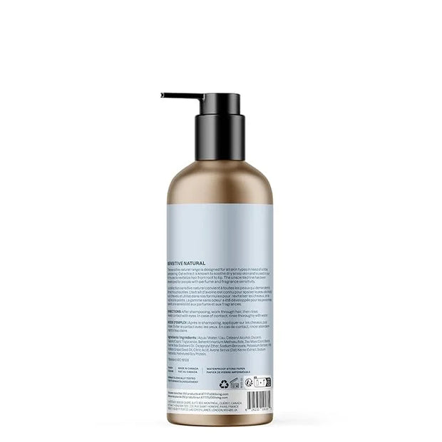 ATTITUDE Gentle Volumizing Conditioner for Sensitive Skin with Oats, Dermatologically Tested, Vegan, Unscented, Aluminum B...
