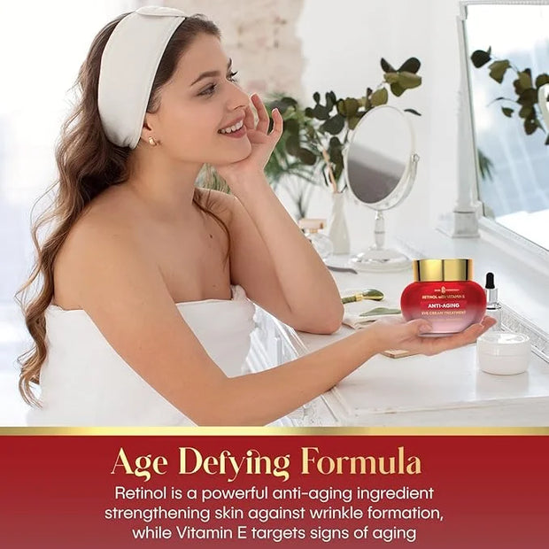 Retinol & Vitamin E Anti-Aging Eye Cream - Reduces Puffiness, Fine Lines & Crow’s Feet - Dermatologist Tested, Korean Skin...