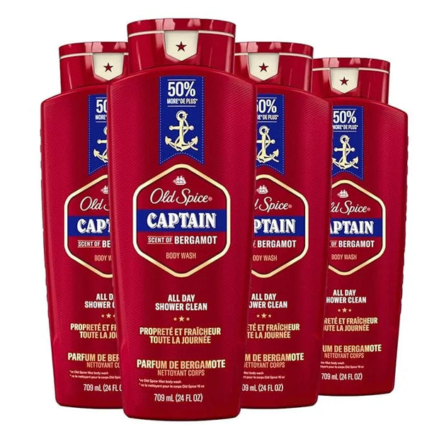 Old Spice Refreshing Body Wash for Men, 3X Defense, 24/7 Shower Fresh with Long Lasting Scent, Red Collection, Captain wit...