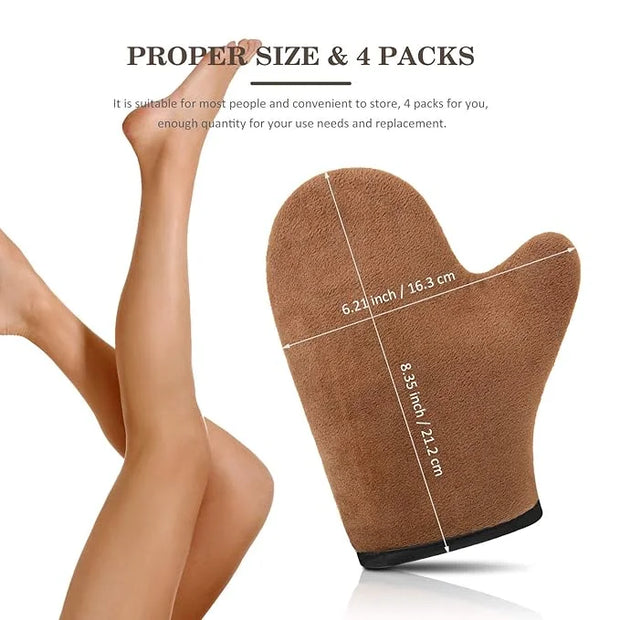 4 Packs Self Tanning Mitt Applicators Sunless Tanning Mittens Double Sided Self Tanning Gloves Reusable Tanner Applicator ...