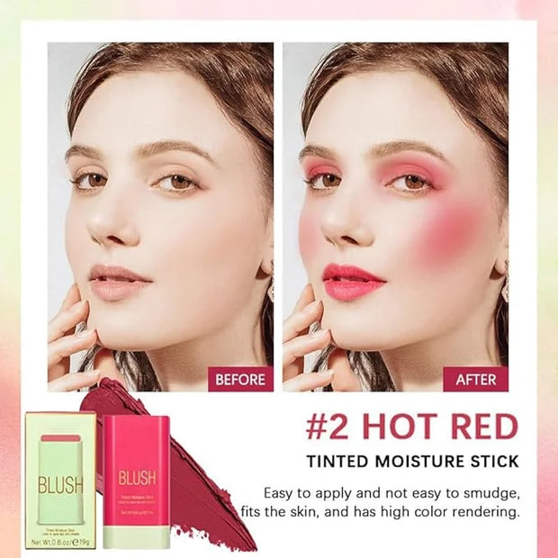 Multi-Use Makeup Blush Stick, 3-in-1 Cream Blush Stick Beauty Tinted Solid Blush Stick for Cheek/Eyes/Lips, Waterproof Moi...