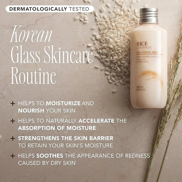 The Face Shop Rice Ceramide Moisturizing Emulsion - Rice Extract - Lightweight Face Moisturizer - Brightening - Hydrating ...