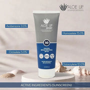 Aloe Up Sport Sunscreen Lotion SPF 50 - Broad Spectrum UVA/UVB Sunscreen Protector for Face and Body With Hydrating Aloe V...