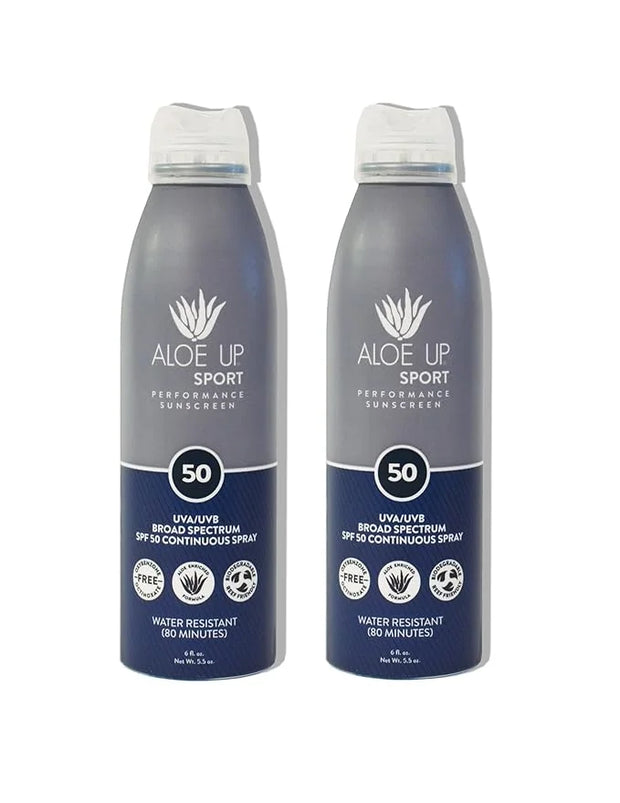 Aloe Up Sport Continuous Spray Sunscreen SPF 50- Broad Spectrum UVA/UVB Sunscreen Protector for Face and Body With Aloe Ve...