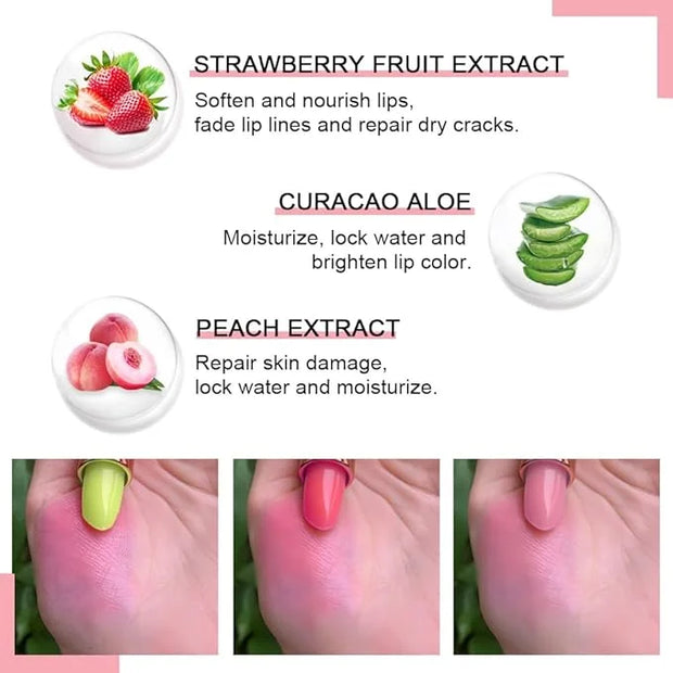 evpct 3Pcs Magic Color Changing Lipstick Long Lasting Waterproof 24 Hours Original for Women, Aloe Vera Strawberry Peach P...