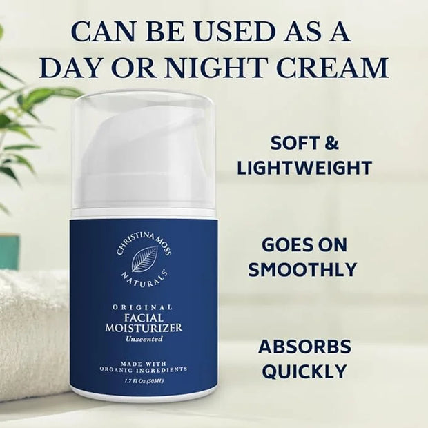 Christina Moss Naturals Unscented Moisturizer, Natural and Organic Ingredients, Gentle, No Toxic Chemicals - Product Image