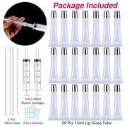 50PCS Lip Gloss Tubes 15ml Silver Cap Lip Gloss Containers Empty Lip Balm Tubes Refillable Cosmetic Squeeze Lipgloss Tubes...