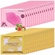 30 Pairs Lip Mask & Under Eye Mask, 24K Crystal Collagen Under Eye Patches for Puffy Eyes, Reducing Fine Lines & Dark Circ...