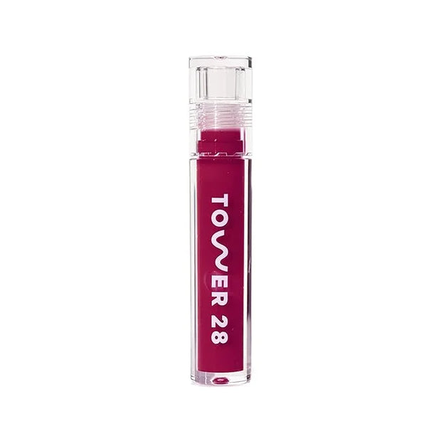 Tower 28 ShineOn Lip Jelly, WILD, Non-Sticky, Hydrating Vegan Lip Gloss in Sheer-ish Raspberry, Moisturizing Apricot and R...