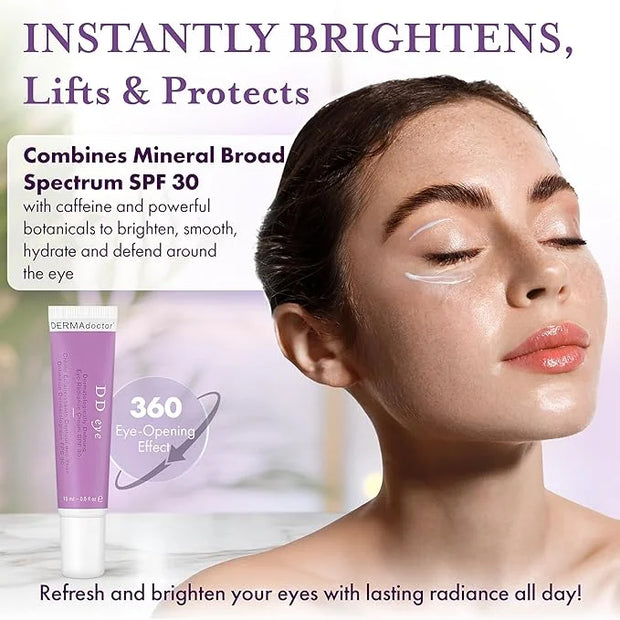 DERMAdoctor DD Eye Dermatologist Formulated Defining Radiance Boosting Caffeine Eye Cream with SPF 30; Eye Cream for Dark ...