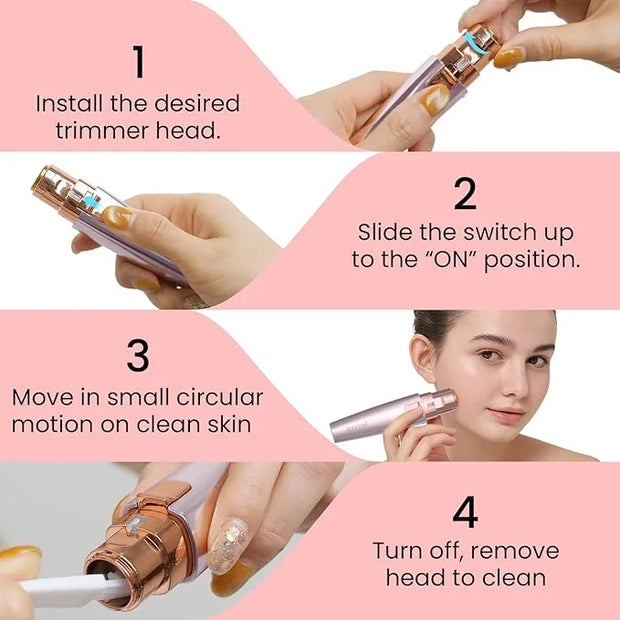 Eyebrow Facial Hair Remover - 2 in 1 Rechargeable Eyebrow Trimmer and Facial Hair Removal for Women, Painless Electric Hai...