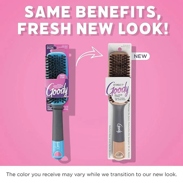 Goody Detangle It Boar Bristle Hair Brush, Use as a Detangling or Styling Brush, Conditions & Boosts Shine, Helps Tackle K...