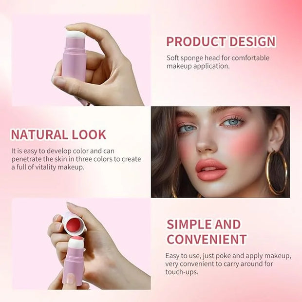 Soft Face Blush Stick, Matte Natural Long Lasting Blush for a Flawless Finish, Creamy Blendable Formula for All Skin Types...